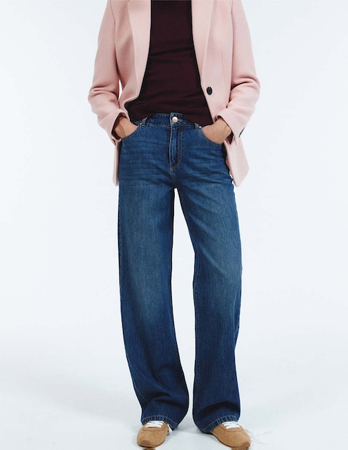 Jeans wide leg cintura Sfera para mujer