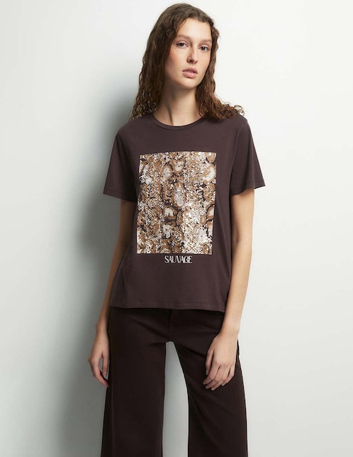 Camiseta cuello redondo manga corta de algodón 1