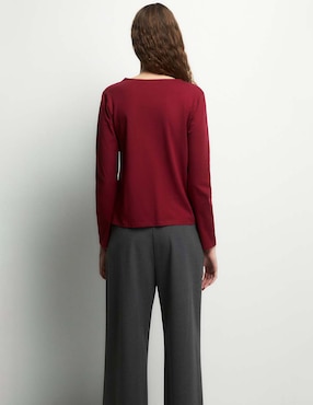 Camiseta Sfera cuello V escote medio manga larga de algodón