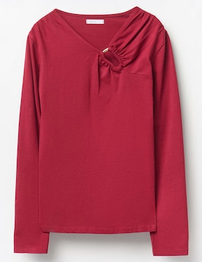 Camiseta Sfera cuello V escote medio manga larga de algodón