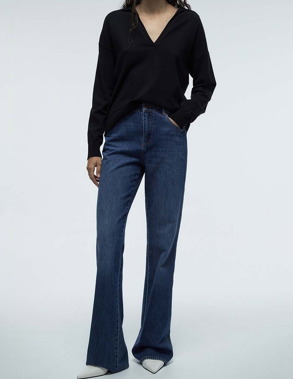 Jeans flare cintura para mujer