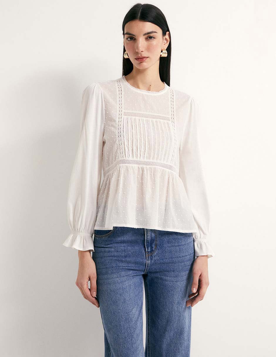 Camiseta Sfera cuello redondo manga larga de algodón