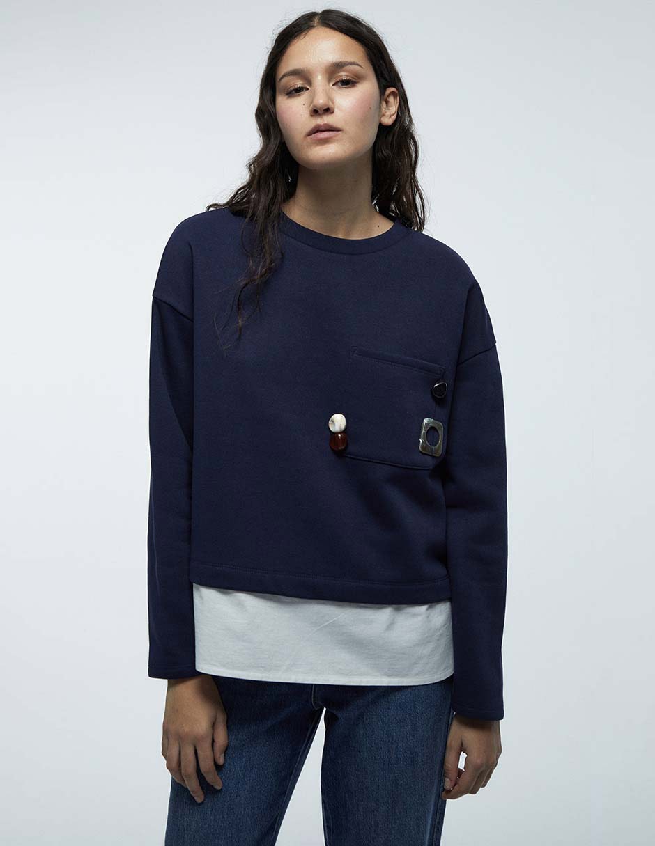 Sudadera con efecto doble prenda para mujer