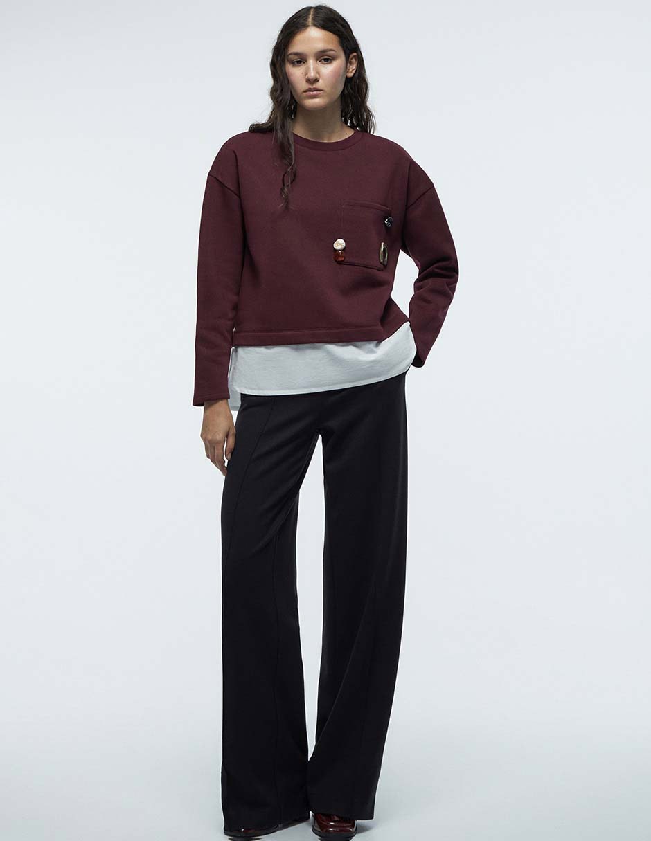 Sudadera con efecto doble prenda para mujer 3