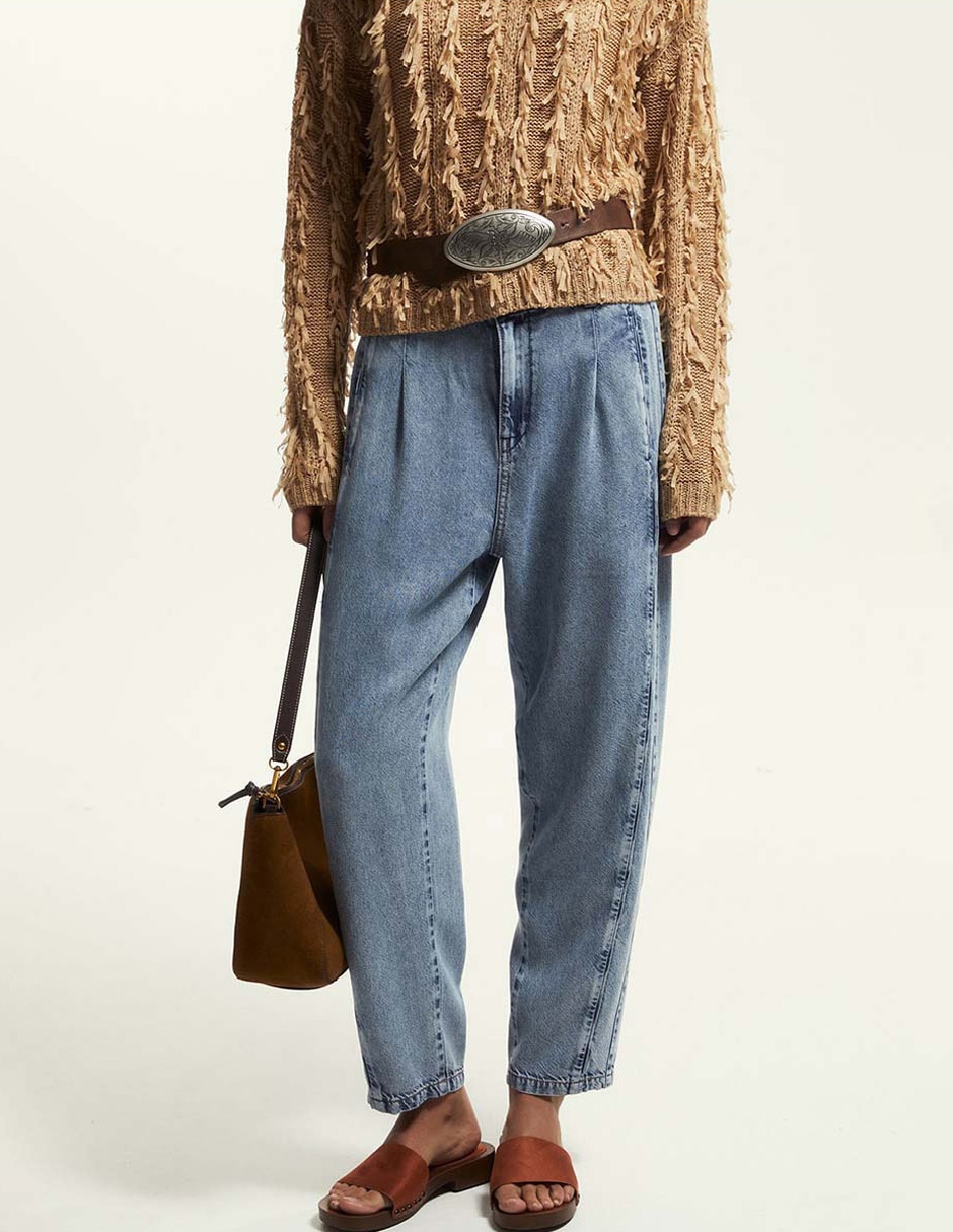 Jeans chino wide leg cintura