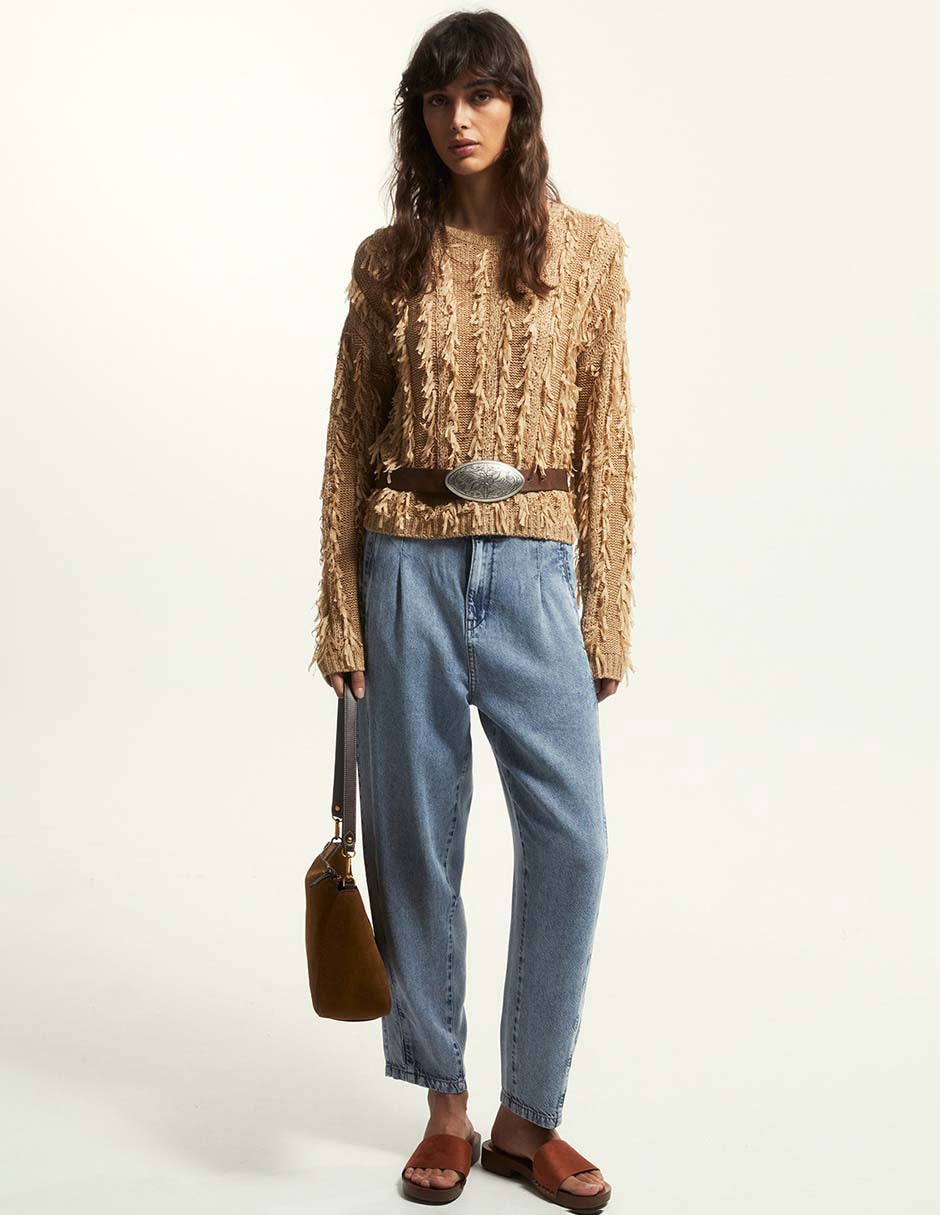 Jeans chino wide leg cintura Sfera